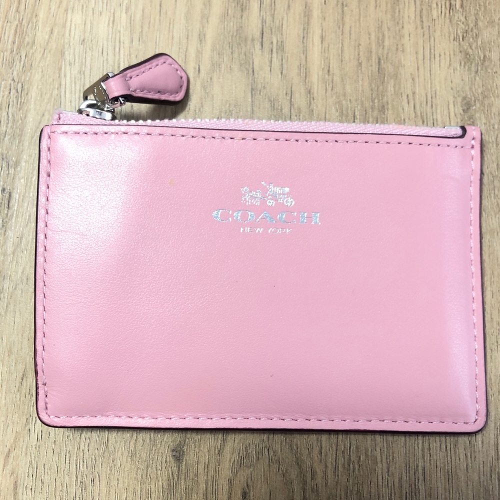 Coach Wallet ID pockets pink keychain